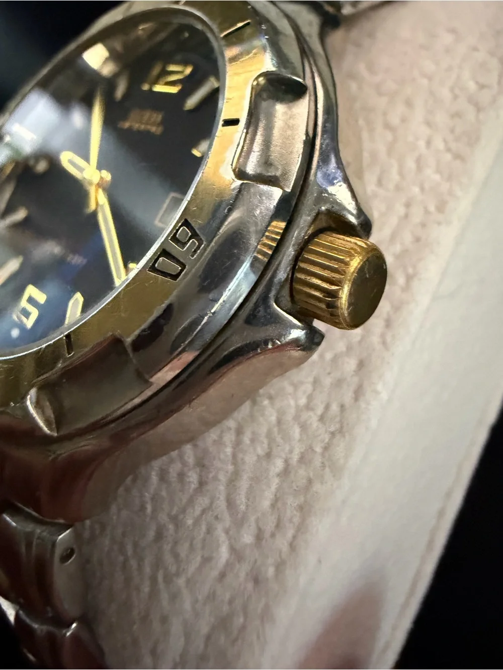 Guess Two-Tone Silver and Gold Men's Vintage Watch with Gray Dial